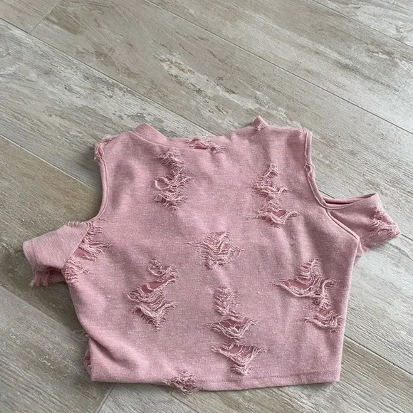 Two Piece Ripped Pink Set - Picture 2 of 2